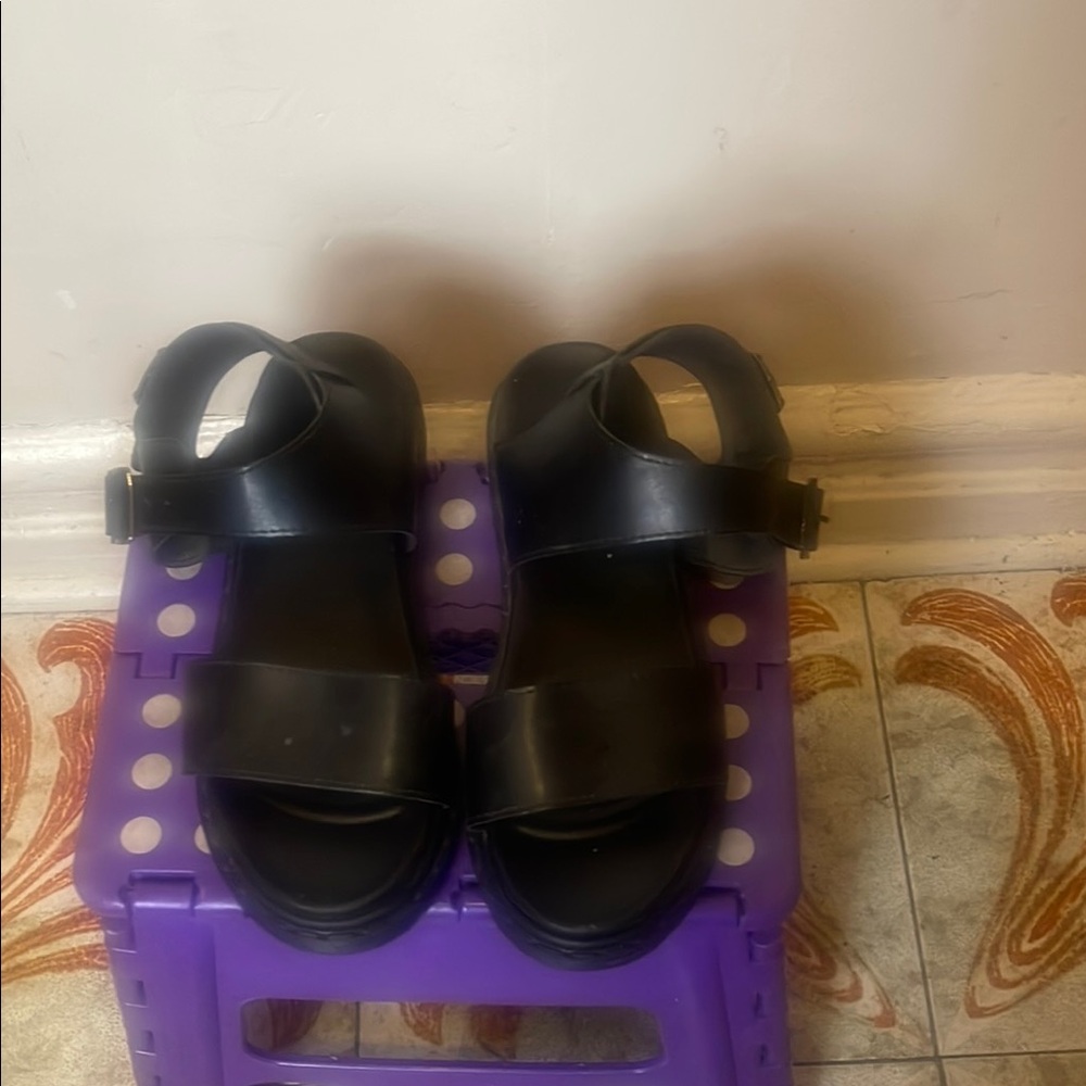 Black Buckle Strap Sandals